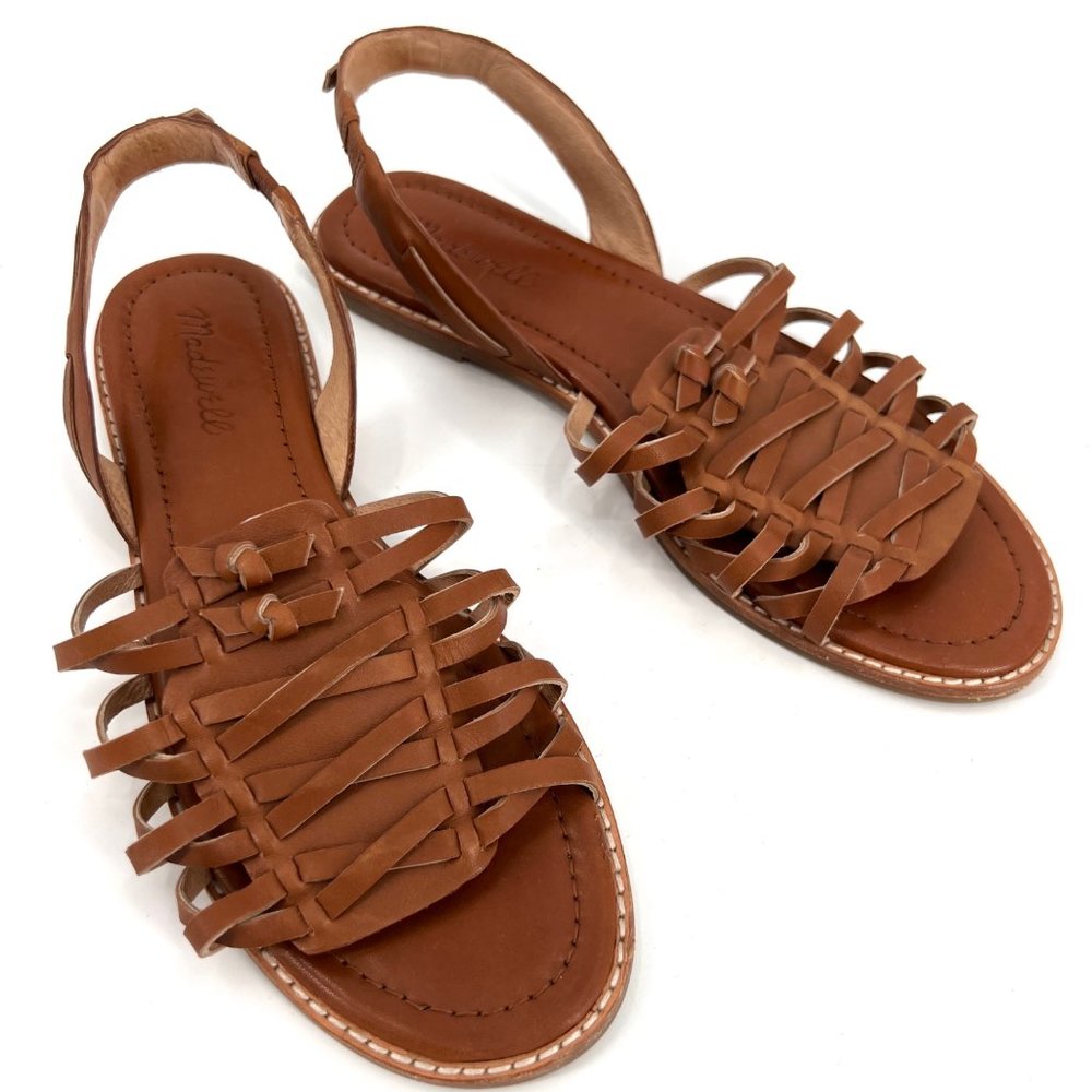 Madewell Maya Huarache Sandals In English Saddle Roman Greek Flats Size 8